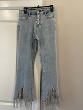 Load image into Gallery viewer, Rhinestone Fringe Denim
