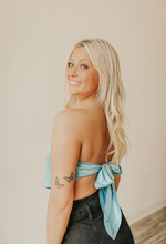 Load image into Gallery viewer, Blue Silk Scarf Top

