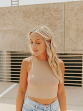 Load image into Gallery viewer, Almond Long Crop Tank

