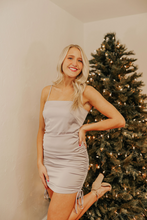 Load image into Gallery viewer, Silver Bells Satin Dress
