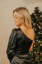 Load image into Gallery viewer, One Night Black Satin Dress
