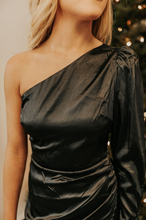 Load image into Gallery viewer, One Night Black Satin Dress

