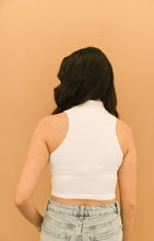 Load image into Gallery viewer, White Elastic Mock Neck Top
