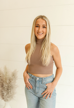 Load image into Gallery viewer, Espresso Elastic Mock Neck Top
