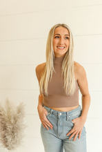 Load image into Gallery viewer, Espresso Elastic Mock Neck Top
