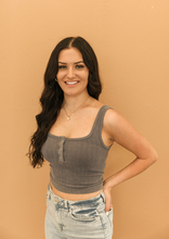 Load image into Gallery viewer, Washed Gray Button Up Tank

