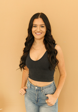 Load image into Gallery viewer, Washed Black Ribbed Tank

