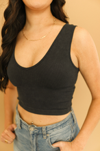 Load image into Gallery viewer, Washed Black Ribbed Tank
