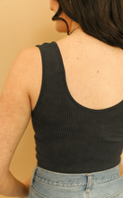 Load image into Gallery viewer, Washed Black Ribbed Tank

