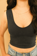Load image into Gallery viewer, Washed Black Ribbed Tank

