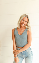 Load image into Gallery viewer, Vintage Blue Ribbed Tank
