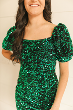 Load image into Gallery viewer, Multi-Green Sequin Dress
