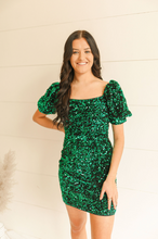 Load image into Gallery viewer, Multi-Green Sequin Dress
