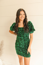 Load image into Gallery viewer, Multi-Green Sequin Dress
