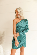 Load image into Gallery viewer, Emerald One Shoulder Dress
