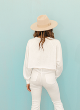Load image into Gallery viewer, White Long Sleeve Crop Pullover Tee
