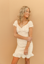 Load image into Gallery viewer, Ivory Nude Detailed Puff Sleeve Dress
