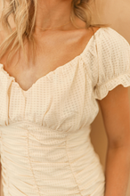 Load image into Gallery viewer, Ivory Nude Detailed Puff Sleeve Dress
