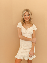 Load image into Gallery viewer, Ivory Nude Detailed Puff Sleeve Dress
