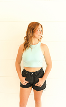 Load image into Gallery viewer, Aqua Long Crop Tank
