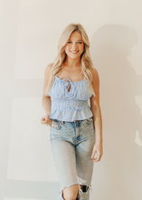 Load image into Gallery viewer, Baby Blue Checked Smock Top
